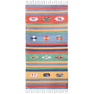 Pierre Tappeti Kelim Mehrzweck-Teppich, 100 % Baumwolle, waschbar, 05 cm, 70 x 140 cm, für Küche, Bad, Eingangsbereich