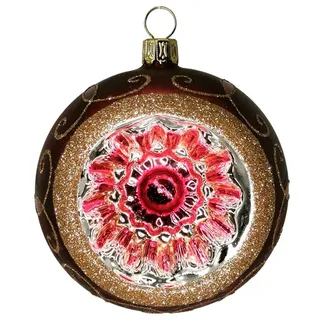 Schatzhauser Weihnachtsbaumkugel Reflexkugel Spitzenbordüre Marsalarot Eis (1 St), mundgeblasen, handbemalt rot Ø 6 cm