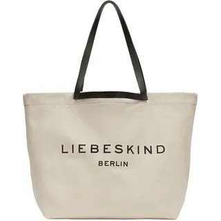 LIEBESKIND Berlin Damen-Shopper L Aurora I Große Canvas-Tasche Damen mit Reißverschlussfach und Leder-Schulterriemen I Canvas Shopper Bag Women I Passend für Laptops bis 16 Zoll | Light Canvas Bag