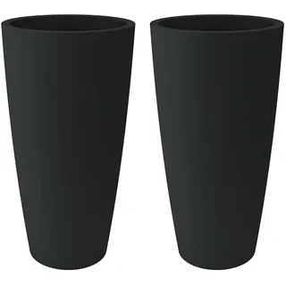 Nicoli Vase hoch Style, 36 x 70 cm, für Innen- und Außenbereich, herausnehmbarer Untersetzer (2 Stück 36 x 70 cm, Anthrazit)