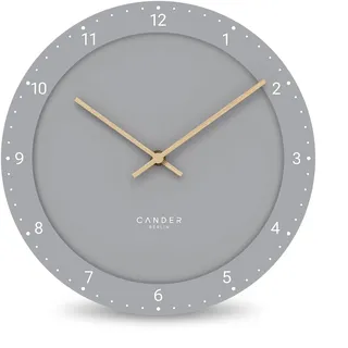 Cander Berlin MNU 2930 A Wanduhr lautlos 30 cm groß ohne Tickgeräusche analog Wohnzimmer modern Vintage grau Holzzeiger