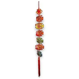 lachineuse - Dekorativer chinesischer Festanhänger - Glück und Reichtum - Mehrfarbiger Fisch - Dekoratives Hängeobjekt - Asiatischer Glücksbringer - Länge 110 cm - Asiatische Deko-Geschenkidee