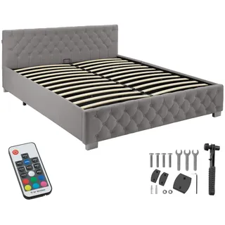 Tectake Chesterfield 180 x 200 cm Dunkelgrau