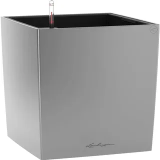 Lechuza® Pflanzgefäß Cube Premium 40 cm x 40 cm Silber metallic