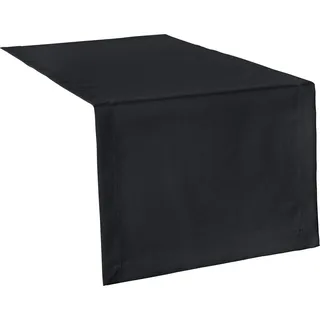 Erwin Müller Tischdecke Tischläufer "Madrid", fleckabweisend Uni schwarz 40 cm x 130 cm