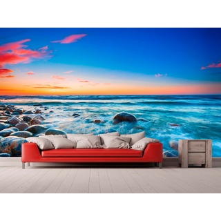 Oedim Tapete Strand Rocosa Sonnenuntergang | Fototapete für Wände | Tapete | Verschiedene Größen 500 x 300 cm | Dekoration für Esszimmer, Wohnzimmer, Schlafzimmer
