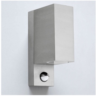Maxkomfort Wandleuchte 1267E1/1268E1, ohne Leuchtmittel, Wandleuchte, Außenleuchte, Up & Down, Außenwandleuchte, Sensor, Bewegungsmelder, GU10, Modern, Wandstrahler, Wandlampe silberfarben Eckig