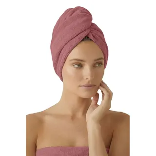Schnelltrocknender, saugfähiger Mikrofaser Haarturban mit Knopfverschluss, Puder, Größe S