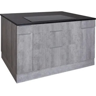 Kücheninsel OPTIFIT "Tara" Komplettküchen-Sets Gr. B: 150 cm, grau (küche: betonfarben) Optifit