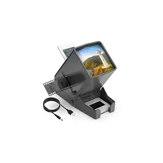 DigitPro 35mm Diabetrachter mit 3-facher Vergrößerung, LED-beleuchteter Diaprojektor, USB-Betrieb/Batteriebetrieb für 35mm Dias & Negative (4X AA Batterien im Lieferumfang)