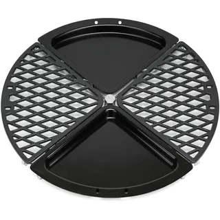 Onlyfire 4-Zonen Gusseisen Kochsystem für Weber 57cm Kugelgrill - Grillrost & Grillplatte Set mit Grillrostheber, Grill Zubehör Räucherzubehör für Weber Smokey 57 Holzkohlengrill