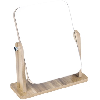 360 Grad drehbarer Tisch-Schminkspiegel Bootoow Hoch Klarer Holz Desktop-Spiegel mit Ständer Rechteckiger Spiegel Freistehend, 22 * 25 * 17 cm