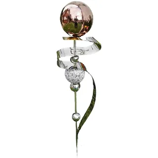 Jürgen Bocker Garten-Ambiente Gartenstecker Skulptur Saturn 160 cm aus Edelstahl poliert mit obere Kugel Edelstahl Golden Rose poliert