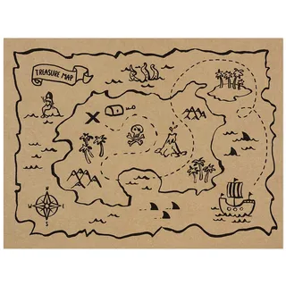 PartyDeco Kraftpapier Tischset Schatzkarte für Kinder 30er Set Einweg Papier Platzsets 40x30cm Tischunterlage Malunterlage Piratenparty Deko & Schnitzeljagd