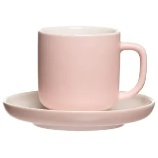 Ritzenhoff & Breker Jasper Espressotassen mit Untertassen, Rosé, 240 ml, Espressogeschirr mit Soft-Touch-Haptik & Mattglasur, Spülmaschinengeeignet