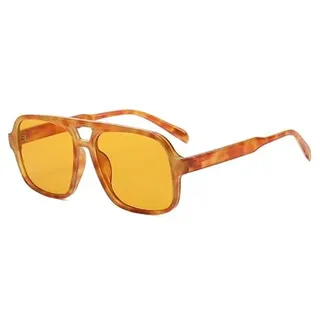 AmazingRose Retro Square Sonnenbrille,70er jahre vintage sonnenbrille für damen herren, UV400-Schutz (Gelb/Orange) - 60mm x 53mm x 143mm x 16mm x 148mm