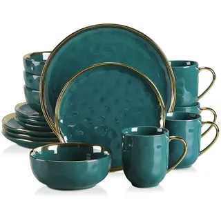 vancasso Geschirr-Set SWEET, Tafelservice für 4, Porzellan (16-tlg), 4 Personen, Porzellan grün
