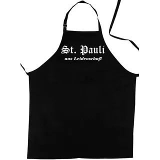 ShirtShop-Saar St. Pauli aus Leidenschaft; Städte Schürze (Latzschürze - Grillen, Kochen, Berufsbekleidung, Kochschürze), schwarz