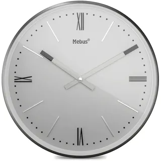 Wanduhr TinyTime mit römischen Ziffern | Wanduhr ohne Tickgeräusche | Durchmesser 25 cm | klassisches Zifferblatt in Grau | Gehäuse und Akzente in Anthrazit, 19780