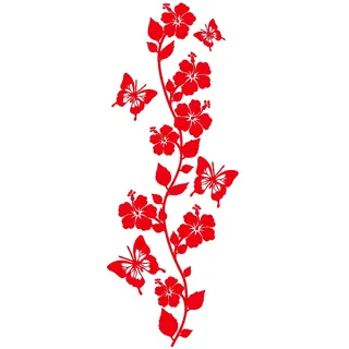 Samunshi® Blumenranke Wandtattoo lang 30 x 80cm hellrot