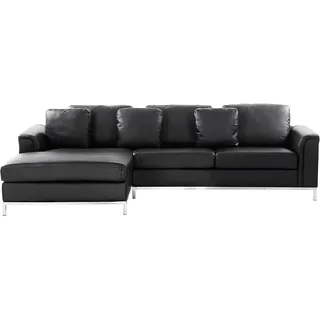 Beliani Ecksofa Leder 4-Sitzer Schwarz/Silber