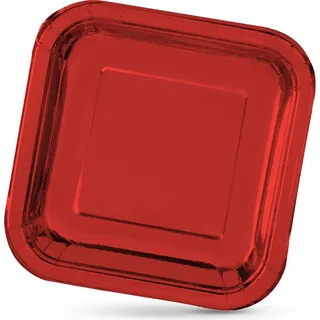 Algon Einwegteller, Größe 23 cm, robust und umweltfreundlich, ideal für Partys, Veranstaltungen und Meetings, 50 Stück, Rot
