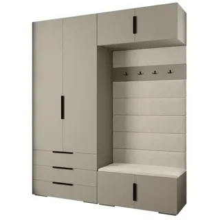ABIKS MÖBEL Kompaktgarderobe INOVA 1 SATZ 12 Möbelset, Garderobe mit Kleiderstange und Regalen schwarz