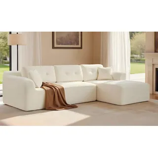 VASAGLE modulares Sofa 244 cm breit, vakuumverpackt, keine Montage erforderlich, mit großer Chaiselongue rechts - Weiß