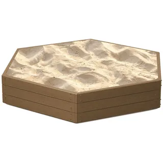 Sandkasten Sandkiste Kunststoff Garten Holzimitat 148x129x25 cm braun