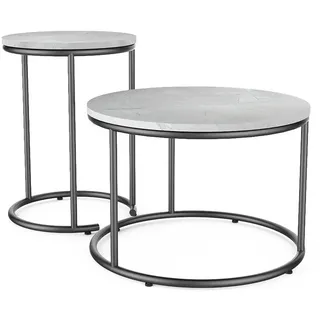 Vicco Couchtisch-Set Ottawa Weiß Marmor-Optik 2 Teile
