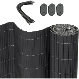 Woltu - Pvc Sichtschutzmatte 100 X 300 Cm (h X L), Sichtschutz Sichtschutzzaun Mit Kabelbindern, Uv-beständig Wetterfest Windschutz Balkonverkleidung Zaunblende Für Garten Balkon Terrasse, Grau