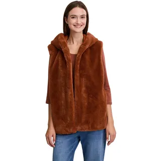 Cartoon Fake Fur-Weste mit Kapuze Brown Patina,42 | 42