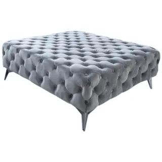 KAWOLA Hocker NARLA Chesterfield Velvet 110 x 44 x 110 cm Silber