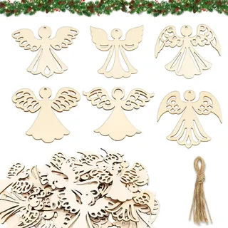 36 Stück Glücksbringer Engel Glücksbringer Silber Holz Weihnachtsdeko Engel