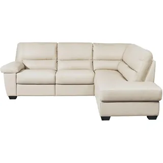 Livetastic Ecksofa, Weiß, Kunststoff, Kombination Echtleder/Lederlook, 5-Sitzer, Füllung: Polyurethan (Pur), Ottomane rechts, L-Form, 248x201 cm, Made in EU, motorische Relaxfunktion, Wohnzimmer, Sofas & Couches, Wohnlandschaften, Ecksofas