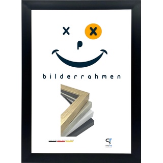 Bilderrahmen Galerie | Schwarz | 50 x 75 cm | Happy Frame Galerie | Acrylglas | Fotorahmen | Kunststoffrahmen - Massiv | Made in Germany