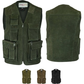 German Wear Jagdweste GW650 Jagd Lederweste Jagdweste Angelweste Angler Weste Jägerweste grün 62/5XL