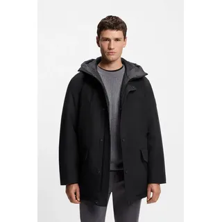BOSS ORANGE Parka Osiass relaxed fit, mit wattierter Kapuze, verdeckter Reißverschluss schwarz S (46)