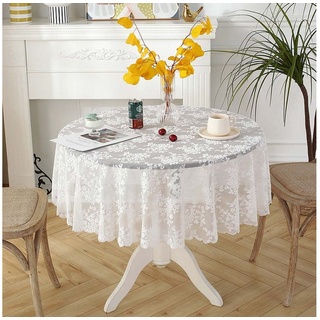 FIDDY Tischdecke Spitzentischdecke, runde Tischdecke, weiße Vintage-Tischdecke (1-tlg) weiß Ø 220 cm