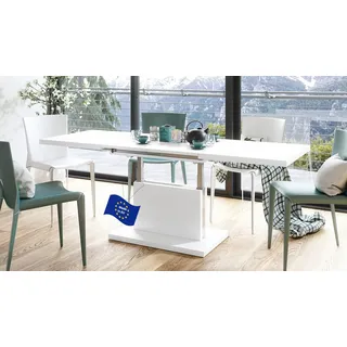 Mazzoni Aston Couchtisch ausziehbar höhenverstellbar 120/200cm in Weiß matt modern vielseitig Wohnzimmertisch Esstisch Beistelltisch Sofatisch platzsparend hochwertig Wohnzimmer