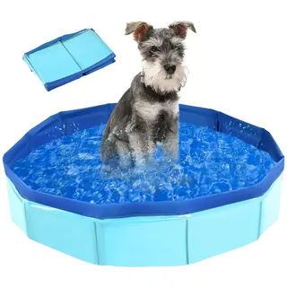 Hundepool Hundeplanschbecken Faltbarer Klein Hundepool rutschfest Hunde Planschbecken Stabile Hundebadewanne Sommer Schwimmbad aus PVC für Kleine Hunde Katze (B-30x10)
