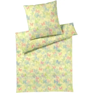 ELEGANTE Lucid Schmetterling Baumwolle Gelb 135 x 200 cm + 80 x 80 cm