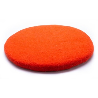 feelz - Sitzkissen rund aus Filz - Verschiedene rot-, orange- und gelbtöne - 100% Wolle - Durchmesser ca. 40 cm - Höhe ca. 2-3 cm - Handarbeit (Orange Dunkel)