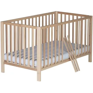 Gitterbett 70x140 Babybett Schlupfsprossen Lattenrost Babymöbel Massivholz Buche