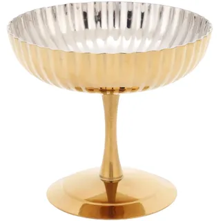 Eisschalen Edelstahl Dessertschale,Eleganter Gold Eisbecher, Dessertbecher Fußschale Dessert Schale Desserttisch Snackschale mit Fuß Wiederverwendbar Puddingbecher Eiscremebecher (Runder Mund)