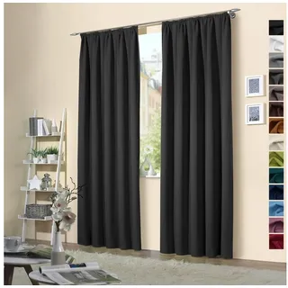 heimtexland Verdunkelungsvorhang Kräuselband 135 x 245 cm Schwarz 2 St