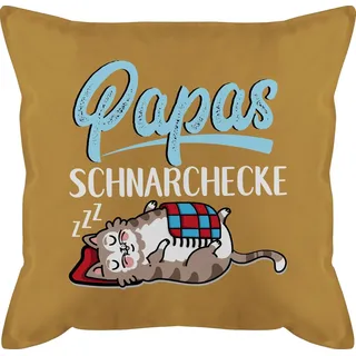 Shirtracer Dekokissen Papas Schnarchecke Katze - weiß/blau, Vatertagsgeschenk Kissen gelb