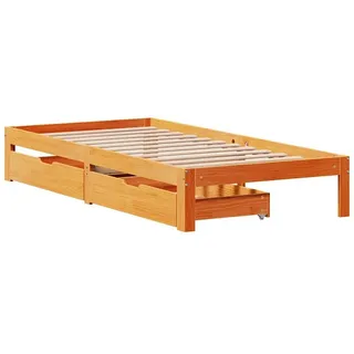 vidaXL Massivholzbett 100 x 200 cm Wachsbraun