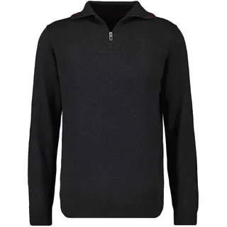 Rundhalspullover RAGMAN, Herren, Gr. 58, grau (anthrazit), Strick, 95% Baumwolle 5% Kaschmir, hoch geschlossener Ausschnitt, Pullover Rundhalspullover