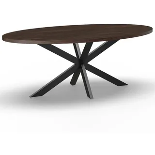 BIG Möbel GmbH Gastro Esstisch 200x100 cm Oval | Walnuss | Spider-Gestell